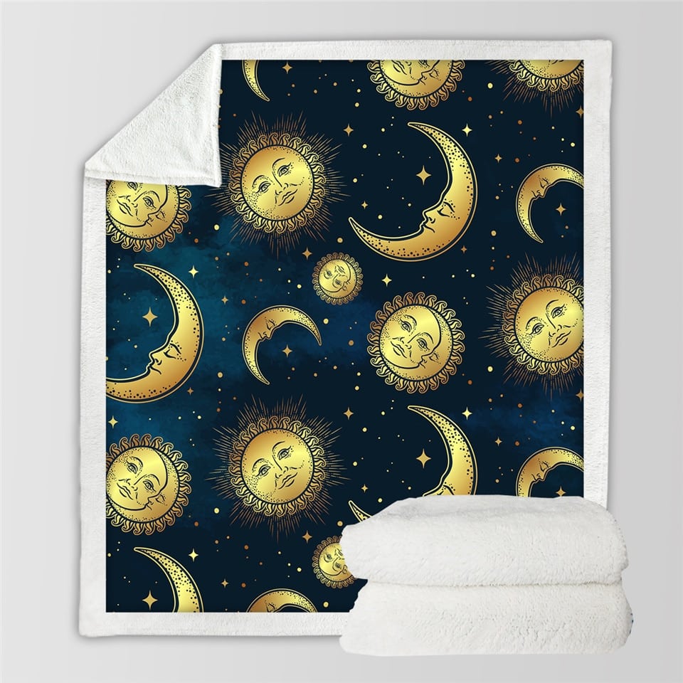 Couverture motifs univers soleil et lune 6424 5c65b1