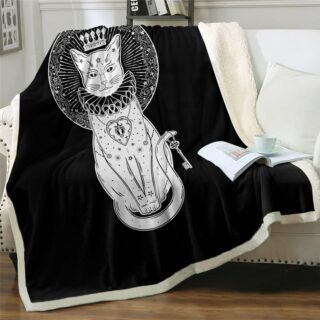 Couverture polaire chat mystérieux gardien égyptien sur un canapé