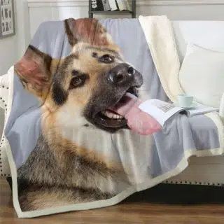 Plaid confortable avec motif chien 3D sur un canapé