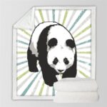 Plaid motif grand panda rayures colorés