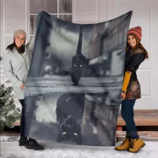 plaid chat noir avec un reflet panthère